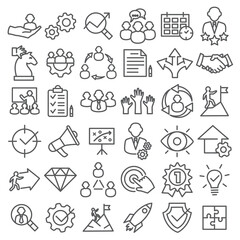 Vector set of management line icons set. Contains such Icons as management, finance, business and more