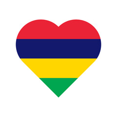 Mauritius vector flag heart on white background