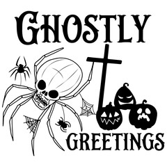 Cute Ghost Halloween slogan retro design t-shirt design.