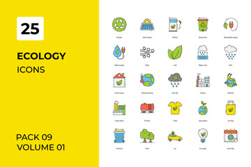 Fototapeta na wymiar Ecology icons collection. Set vector line with elements for mobile concepts and web apps. Collection modern icons.
