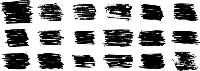Black paint brush stroke set. Ink brush strokes, brushes, lines.