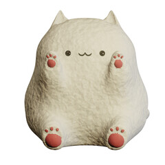 white toy plush cat - 3d render illustration