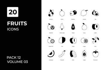 Fruits icons collection. Set vector line with elements for mobile concepts and web apps. Collection modern icons.