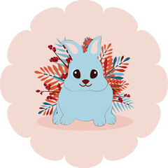 hare in frame with leaves