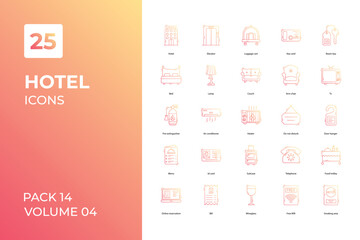 Hotel icons collection. Set vector line with elements for mobile concepts and web apps. Collection modern icons.