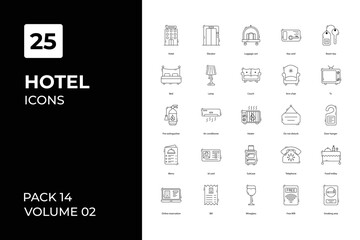 Hotel icons collection. Set vector line with elements for mobile concepts and web apps. Collection modern icons.