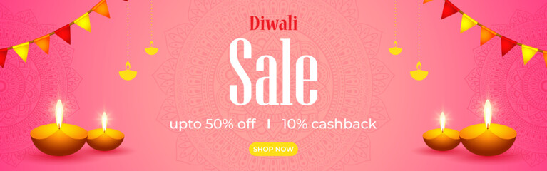 Vector illustration of Happy Diwali Sale banner template