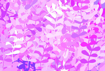 Light Purple vector doodle backdrop with leaves.