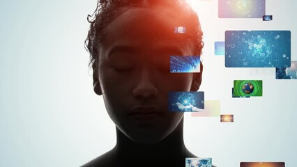 A woman's silhouette and video image. Imagination.