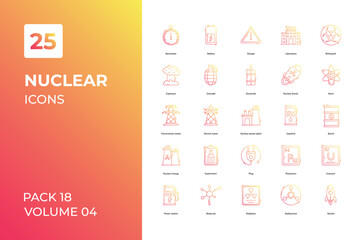 Nuclear icons collection. Set vector line with elements for mobile concepts and web apps. Collection modern icons.