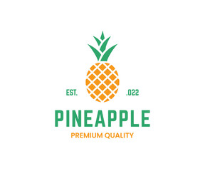 Pineapple Organic Fruit Logo Design. Tropical Pineapple Logo Design Template