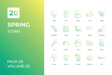 Spring icons collection. Set vector line with elements for mobile concepts and web apps. Collection modern icons.