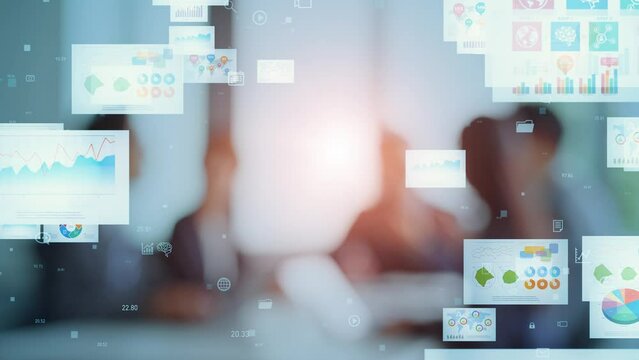 Group of business people meeting and business documents. paperless work. digital transformation.
