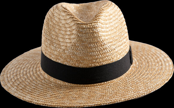 Summer straw hat isolated. Headdress Fedora hat style.