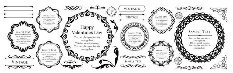 クリスマスモチーフのフレームデザインセット。ゴージャスでエレガントなデザイン素材