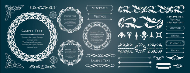 クリスマスモチーフのフレームデザインセット。ゴージャスでエレガントなデザイン素材