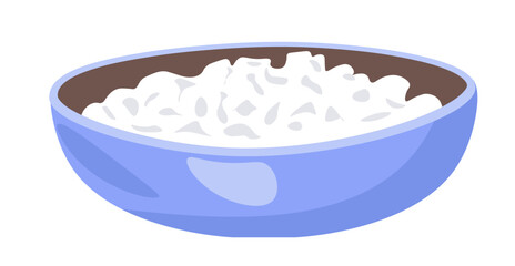 Bowl of rice porridge, meal and dieting vector