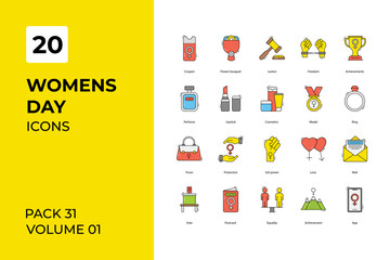 Women day icons collection. Set vector line with elements for mobile concepts and web apps. Collection modern icons.