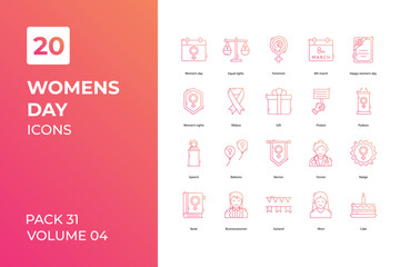 Women day icons collection. Set vector line with elements for mobile concepts and web apps. Collection modern icons.