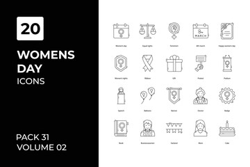 Women day icons collection. Set vector line with elements for mobile concepts and web apps. Collection modern icons.