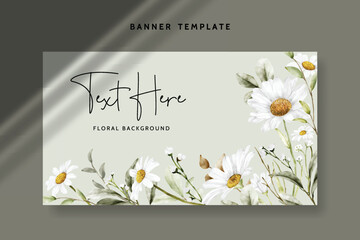 elegant floral banner template with beautiful daisy flower