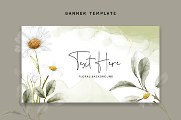 elegant floral banner template with beautiful daisy flower