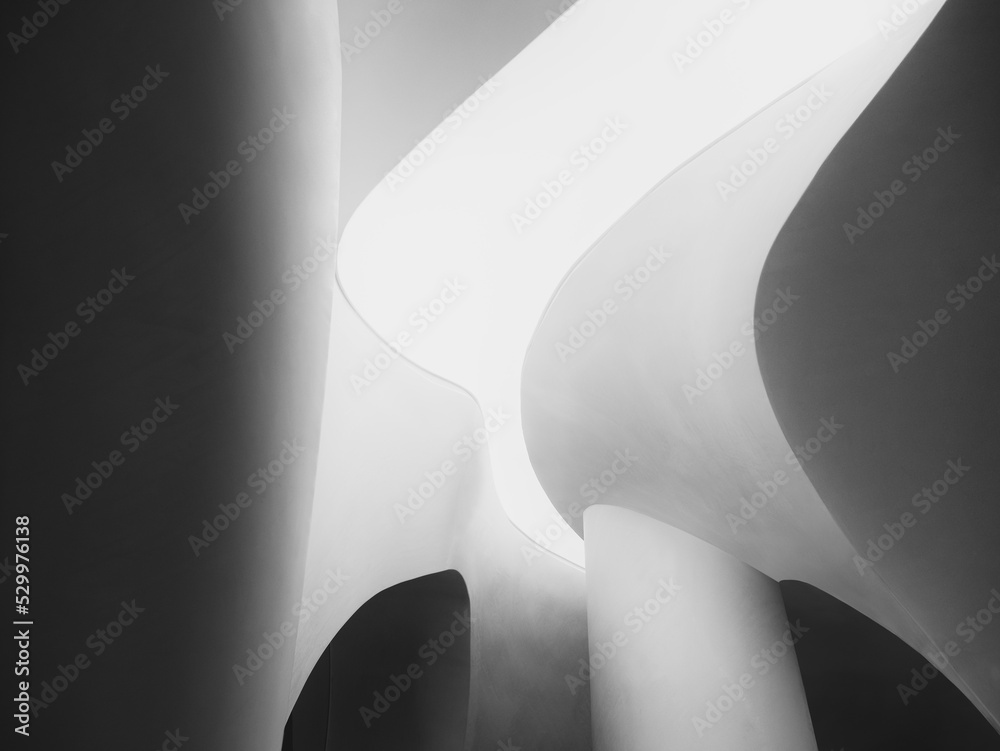 Poster curve wall white cement architecture details shade shadow abstract background