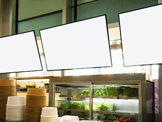 Mock up Blank screen Food Menu shop front Restaurant Business Media Advertisement - Powered by Adobe