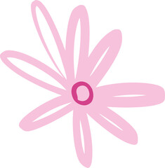 Vector abstract image of a pink flower. Hand drawn. Design element.