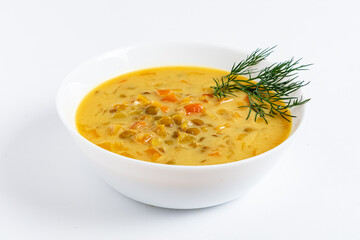 lentil soup on the white background