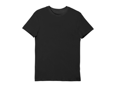 Isolated fold black blank T-shirt product for design concept mock up.