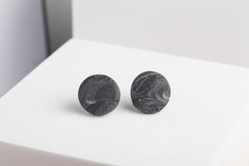 Polymer clay earrings on a white background.