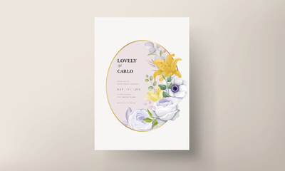 beautiful hand drawing flower invitation card template