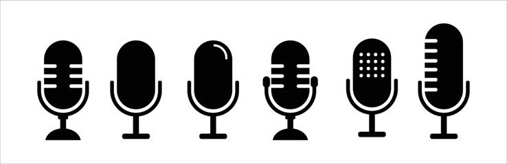 Microphone icon set. Different microphone collection. Vector illustration. 