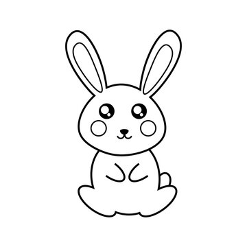 Vector coloring black and white cute rabbit