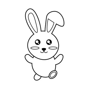 Vector coloring joyful rabbit