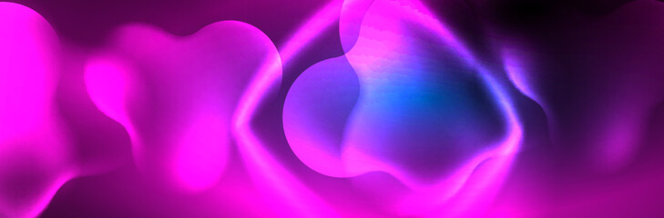 Glowing neon lights abstract shapes composition. Magic energy concept. Template for wallpaper, banner, background or landing