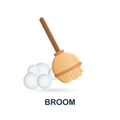 Broom icon. 3d illustration from cleaning collection. Creative Broom 3d icon for web design, templates, infographics and more