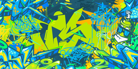 Cute Abstract Urban Street Art Graffiti Style Vector Illustration Background Template