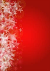 Vector Magical Glowing Background with Silver White and Purple Falling Stars on Red. Sparkle Star Night Cover and Card Design. Christmas and New Year Poster. Glittery Confetti Frame.