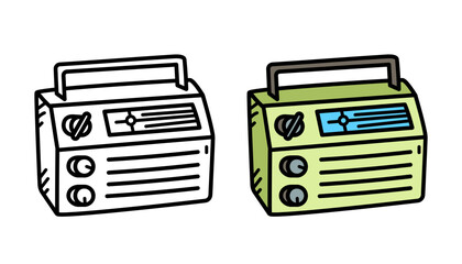 Classic radio doodle line and color isolated background