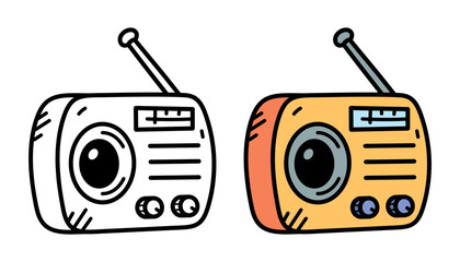 Classic radio doodle line and color isolated background