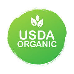 USDA organic emblems, badge, Sticker, logo, icon. Vector stock illustration.