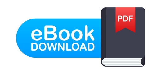 Download book. E-book marketing, content marketing, ebook download. Vector stock illustration.