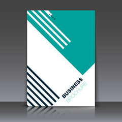 Business cover abstract geometric flat design stripes, green and white, A4. Banner presentation. Cover mockup, template and postcards, book design, background. Business card layout.Logo, postcard text