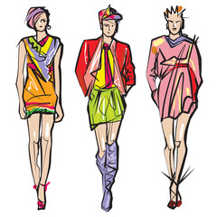 Obraz premium Fashion woman. Female model. Hand drawn fashion lady. Sketch