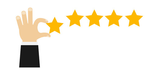 Customer service. Star rating. Feedback concept. Evaluation system. Positive review. Web template. Vector stock illustration.