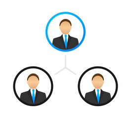 Organization chart. Organizational structure. Business and commerce. Teamwork. Contour symbol. Professional hierarchy. Vector stock illustration.