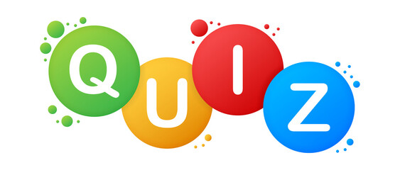 Quiz logo with speech bubble symbols, concept of questionnaire show sing, quiz button, question competition. Vector stock illustration. - obrazy, fototapety, plakaty
