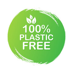 Plastic free green icon badge. Bpa plastic free chemical mark. Vector stock illustration.